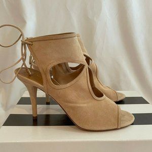 Aquazzura Sexy Thing 85 Suede Pumps Heels NEW Size 38 (8) Color Nude